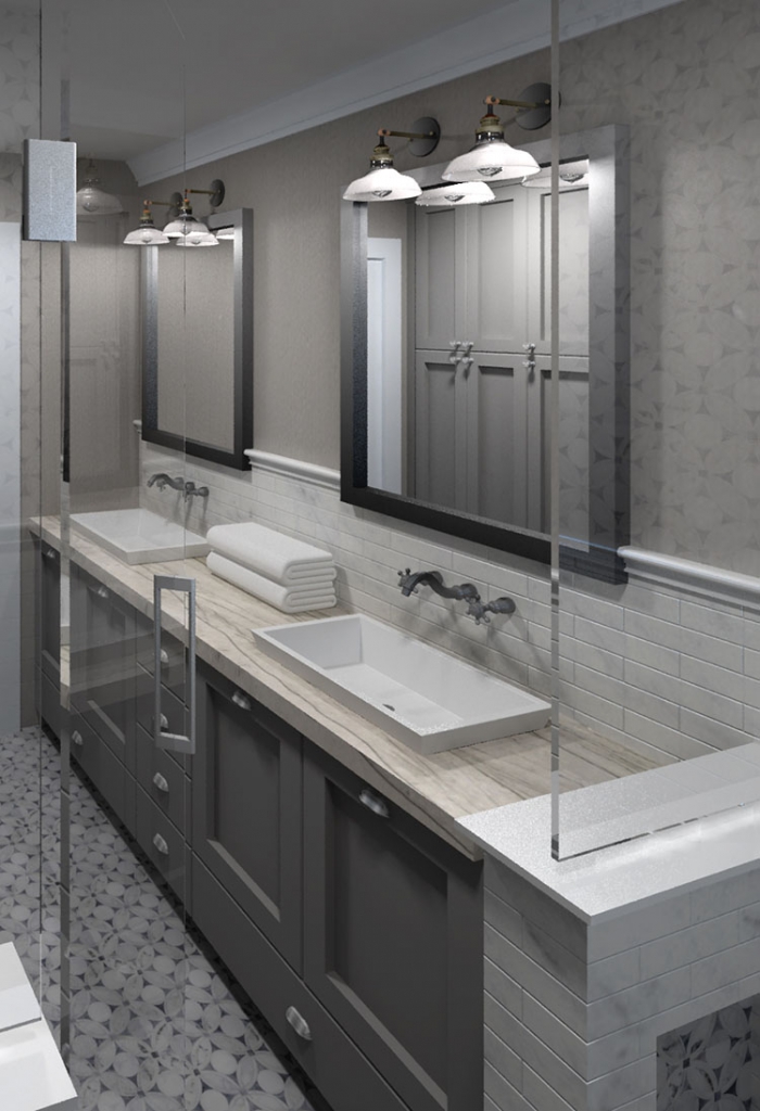 3-d bathroom interior rendering residential