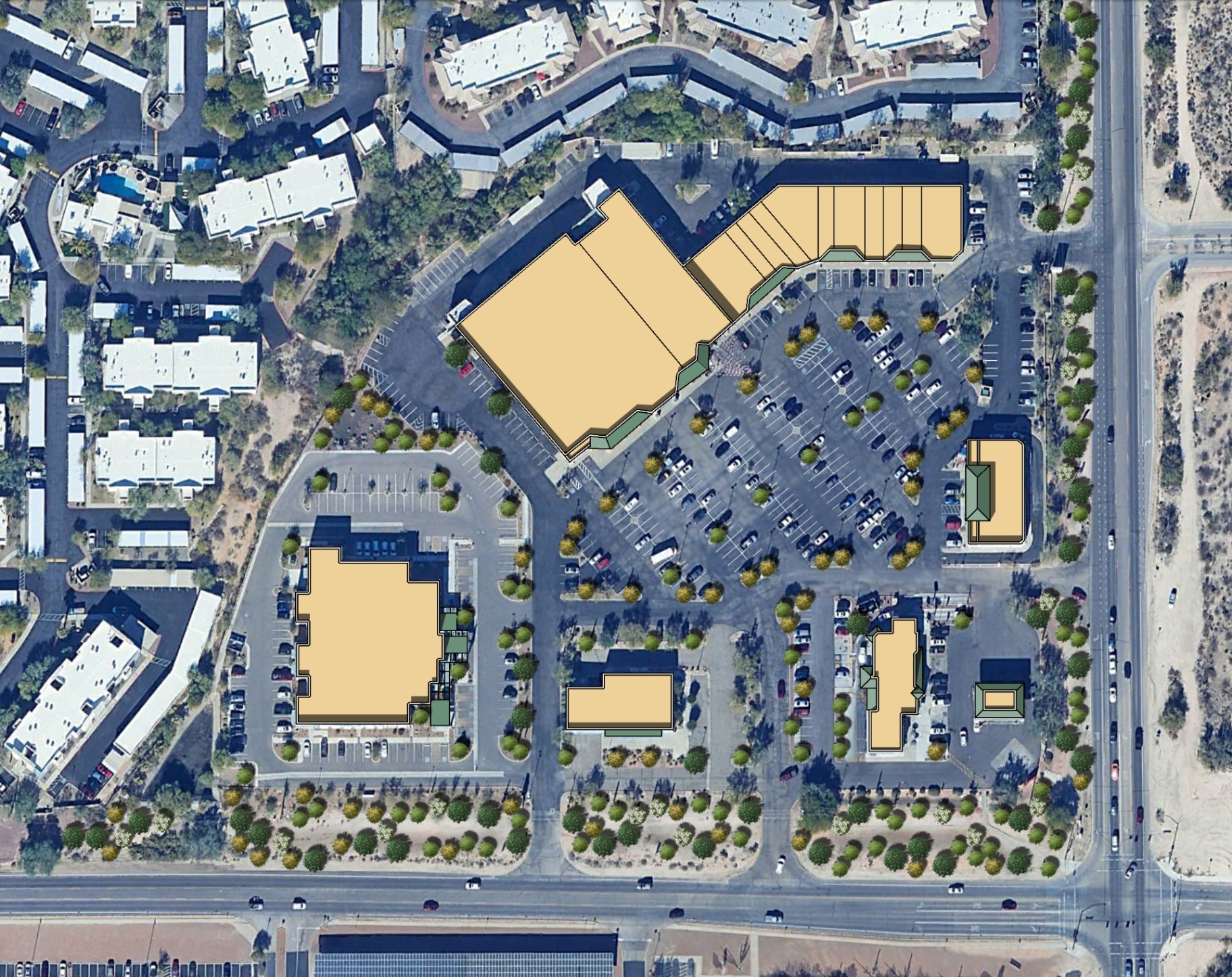 Retail center 2D aerial site plan Prescott Arizona