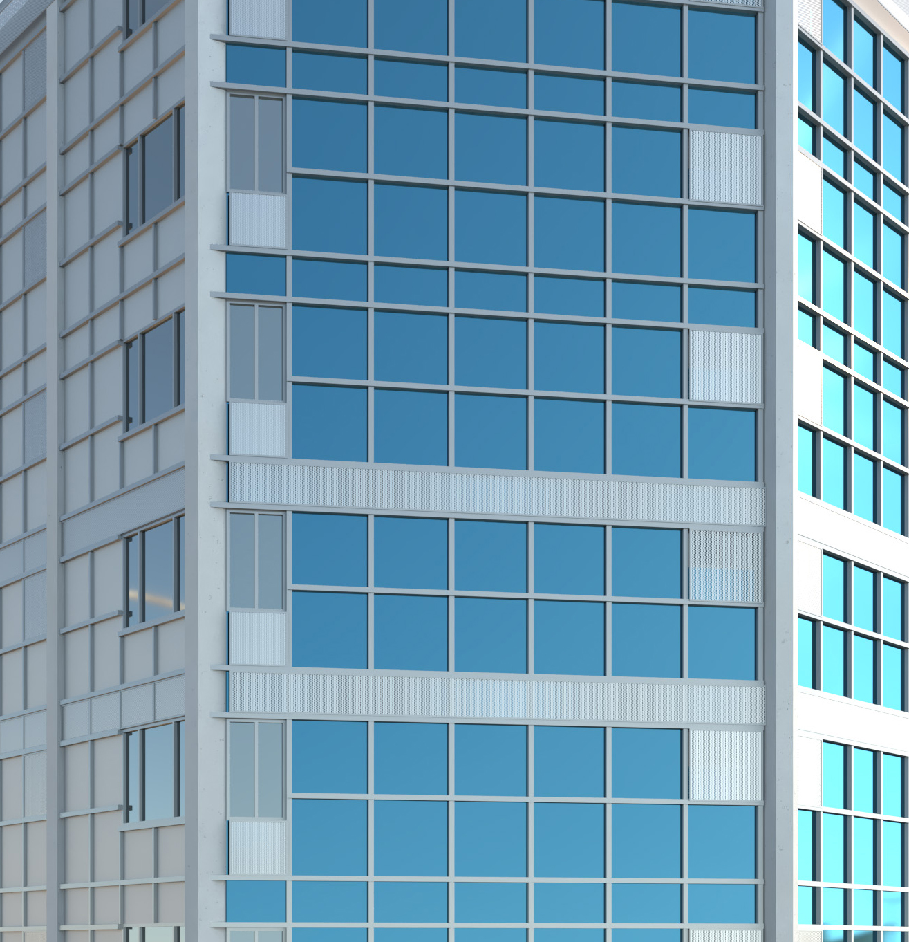 Commercial glass building 3D rendering