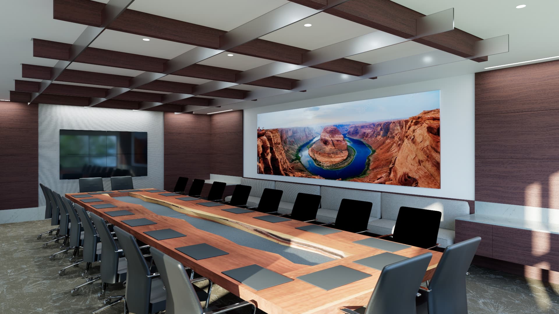 SGA Columbia boardroom 3D interior rendering, Phoenix Arizona