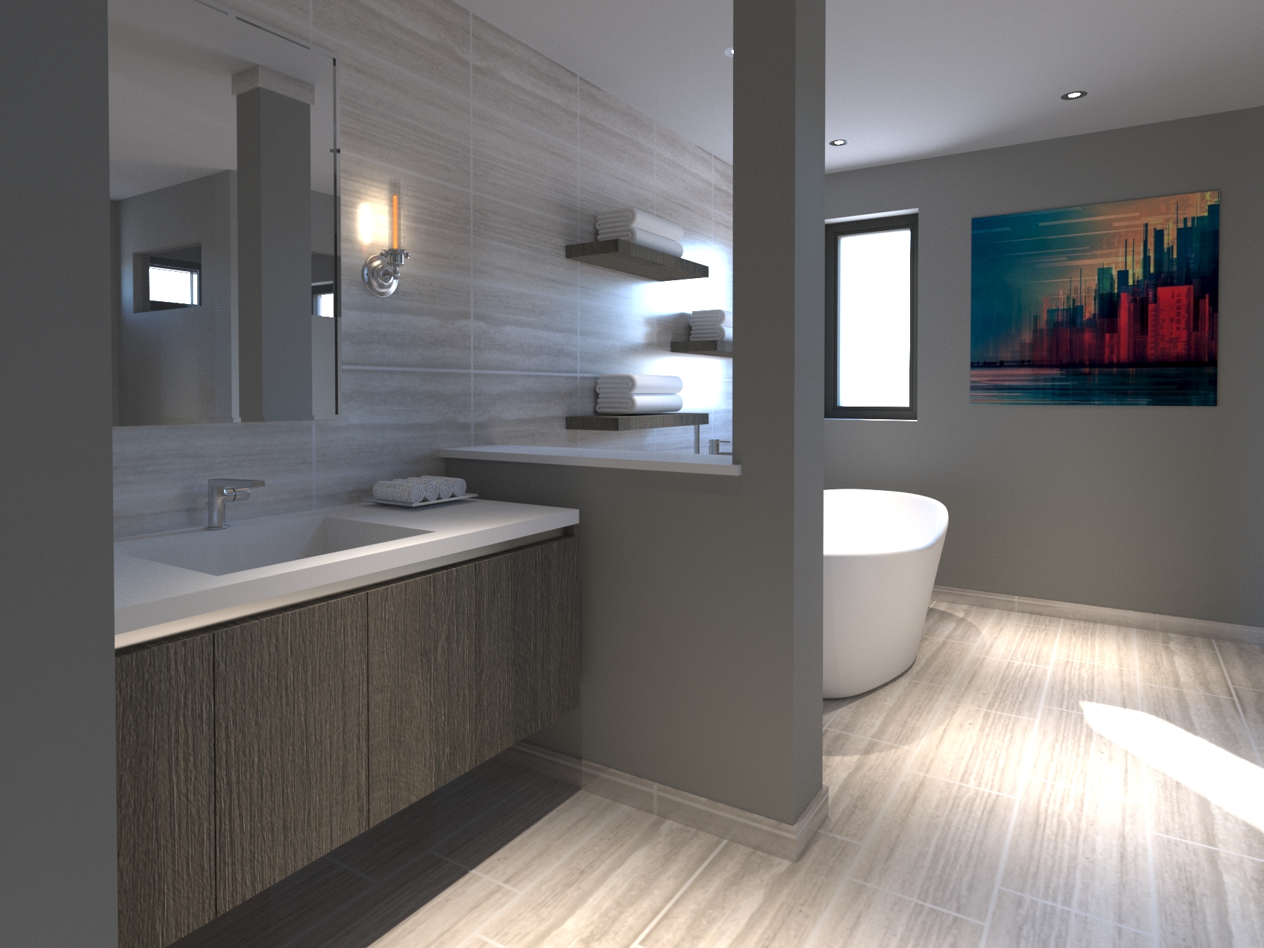 Lake Tahoe spa bathroom 3D rendering Incline Village Nevada