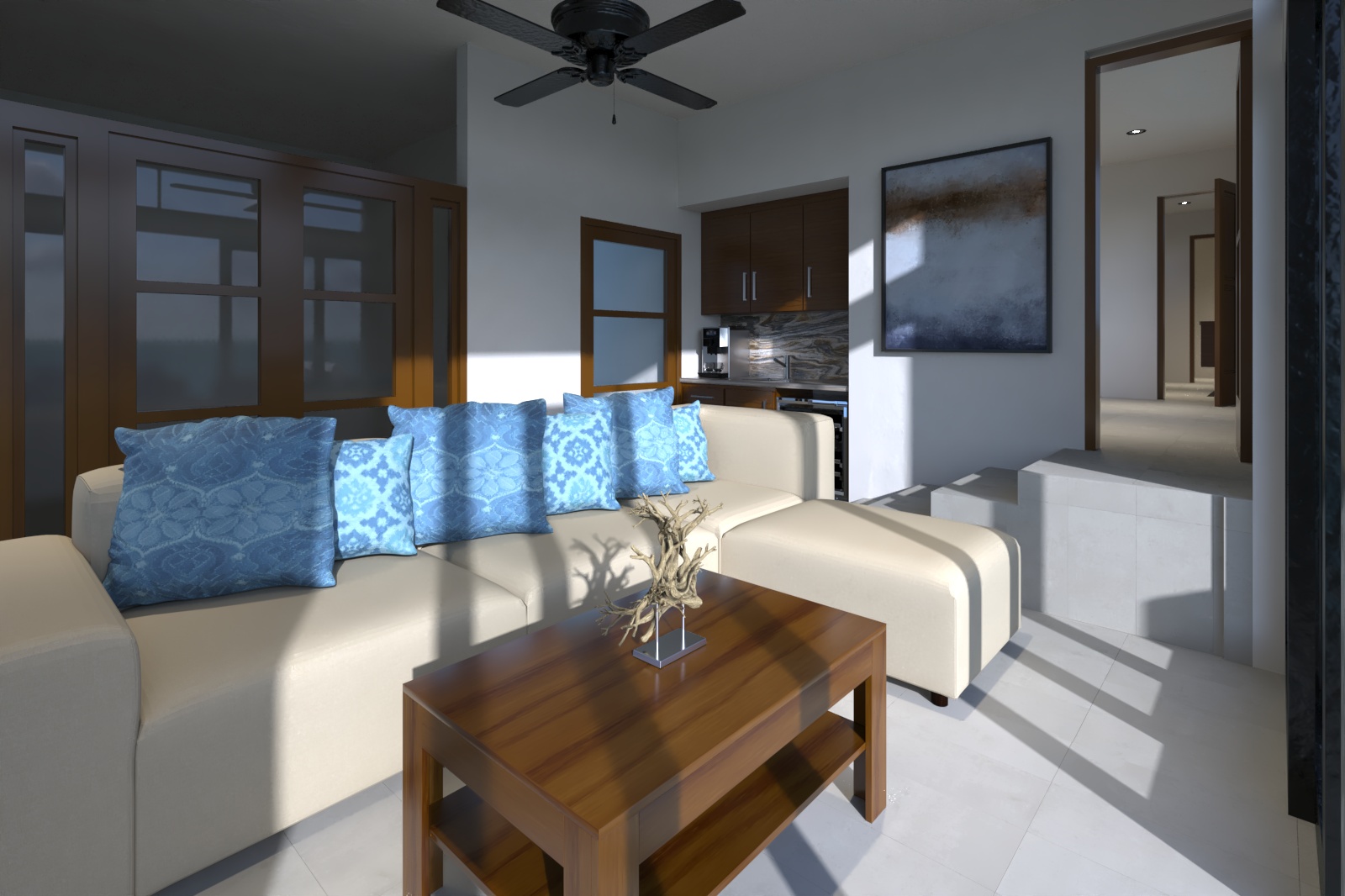 Villa Macaw family room residential rendering, Costa Rica